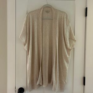 LOFT Open Cardigan Lightweight Short Sleeve Sweater, Ivory, Size XS/S‎